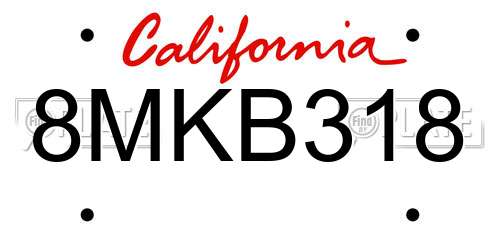8MKB318 California License Plate