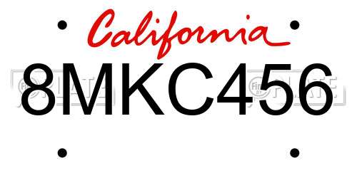 8MKC456 California License Plate