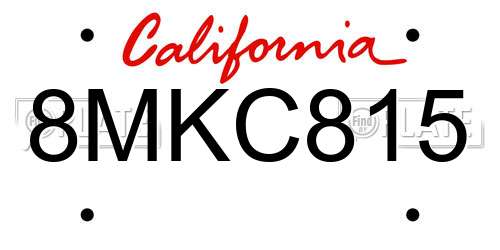 8MKC815 California License Plate