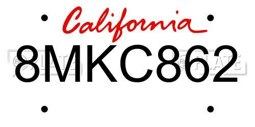 8MKC862 California License Plate