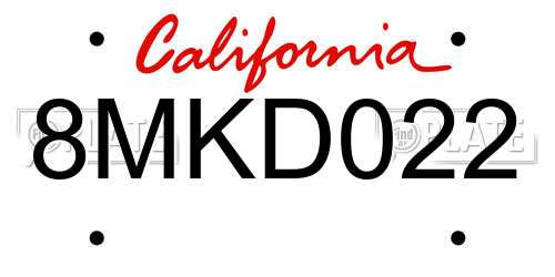 8MKD022 California License Plate