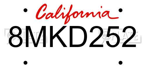 8MKD252 California License Plate