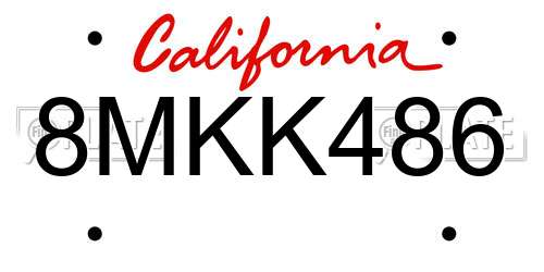 8MKK486 California License Plate