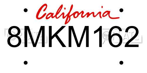 8MKM162 California License Plate