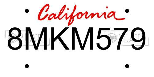8MKM579 California License Plate