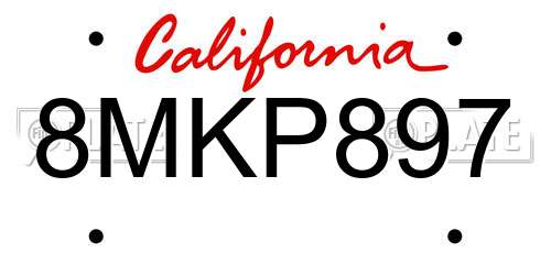 8MKP897 California License Plate