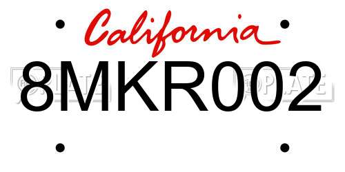 8MKR002 California License Plate