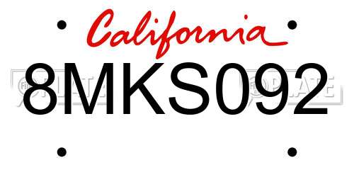 8MKS092 California License Plate