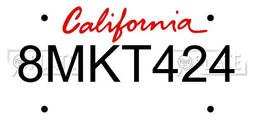 8MKT424 California License Plate