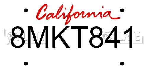 8MKT841 California License Plate