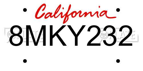 8MKY232 California License Plate
