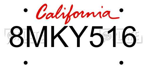 8MKY516 California License Plate