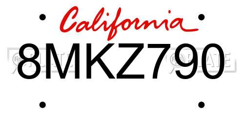 8MKZ790 California License Plate