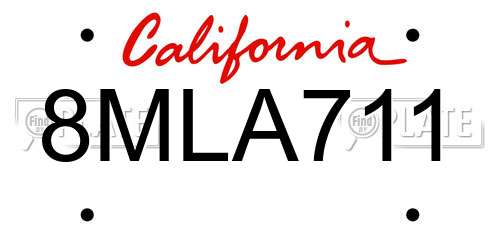 8MLA711 California License Plate