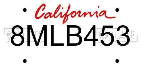 8MLB453 California License Plate