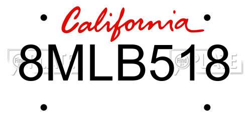 8MLB518 California License Plate