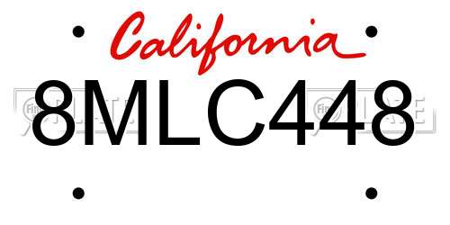8MLC448 California License Plate