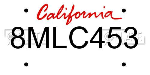 8MLC453 California License Plate