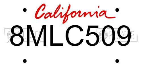 8MLC509 California License Plate