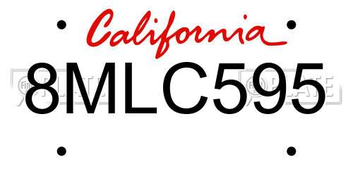 8MLC595 California License Plate