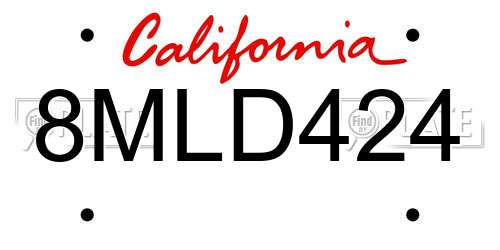 8MLD424 California License Plate