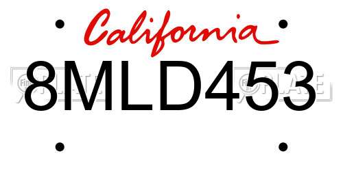 8MLD453 California License Plate