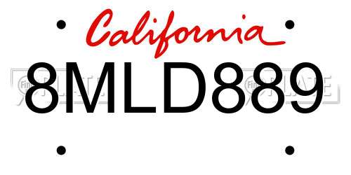 8MLD889 California License Plate
