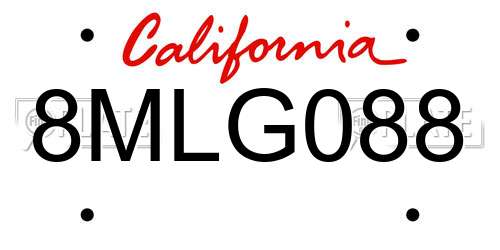 8MLG088 California License Plate