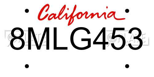 8MLG453 California License Plate