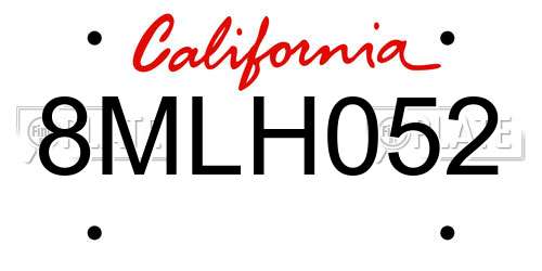 8MLH052 California License Plate