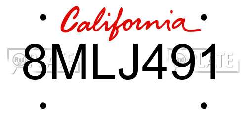 8MLJ491 California License Plate