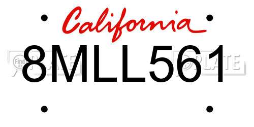8MLL561 California License Plate