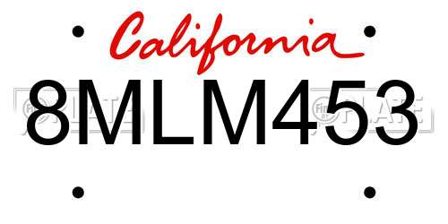 8MLM453 California License Plate