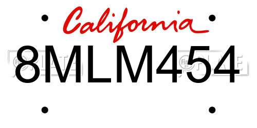 8MLM454 California License Plate