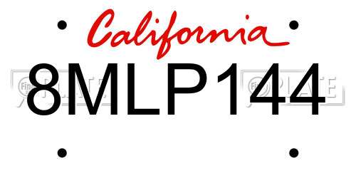 8MLP144 California License Plate