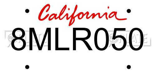 8MLR050 California License Plate