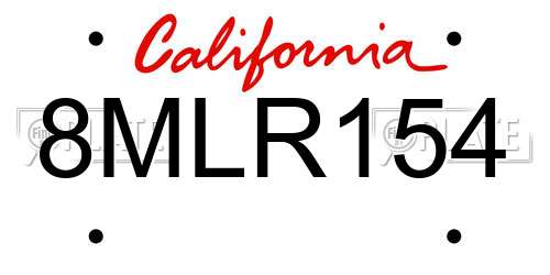 8MLR154 California License Plate