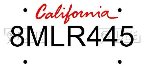 8MLR445 California License Plate