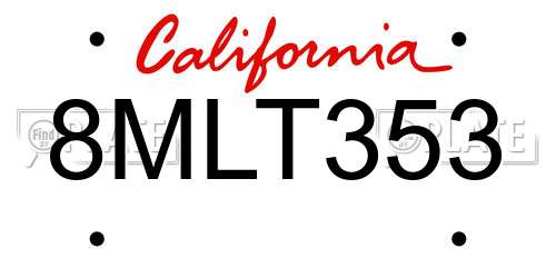 8MLT353 California License Plate