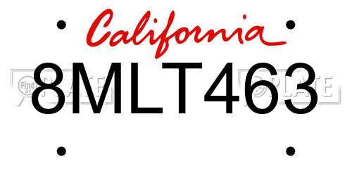 8MLT463 California License Plate