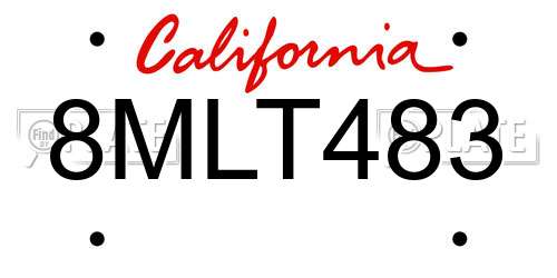 8MLT483 California License Plate