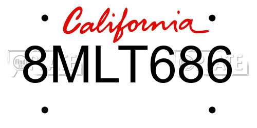 8MLT686 California License Plate