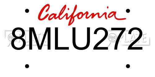8MLU272 California License Plate