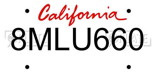 8MLU660 California License Plate