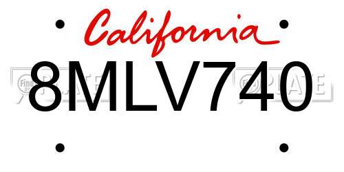 8MLV740 California License Plate