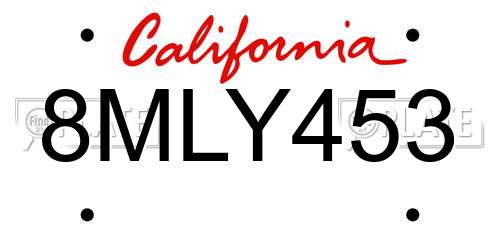 8MLY453 California License Plate