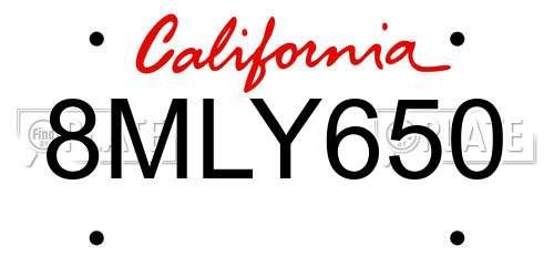 8MLY650 California License Plate