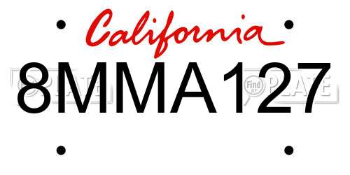 8MMA127 California License Plate