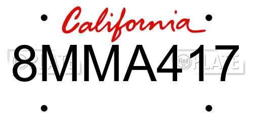 8MMA417 California License Plate
