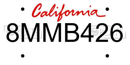 8MMB426 California License Plate